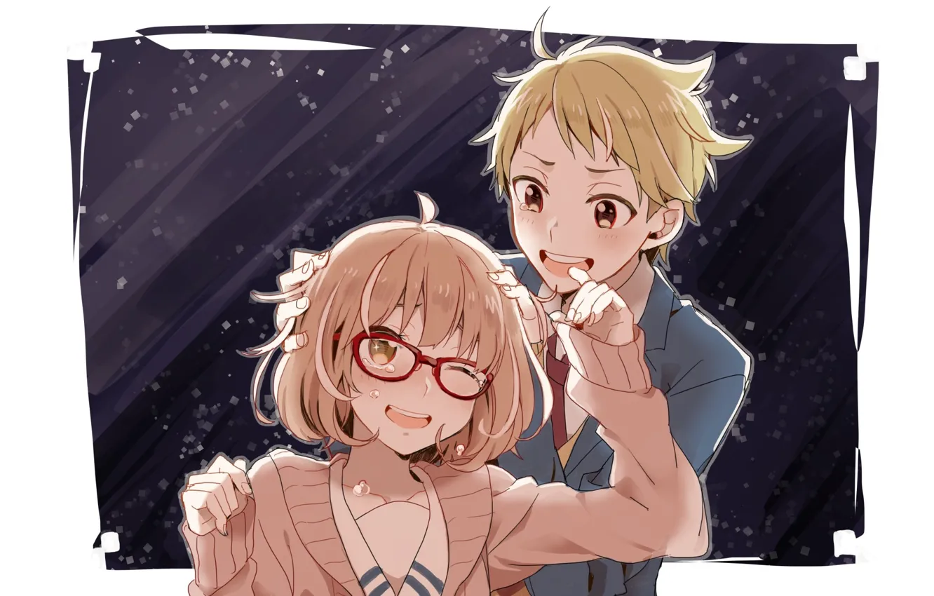 Photo wallpaper anime, art, two, kyoukai no kanata, mirai kuriyama, kanbara akihito