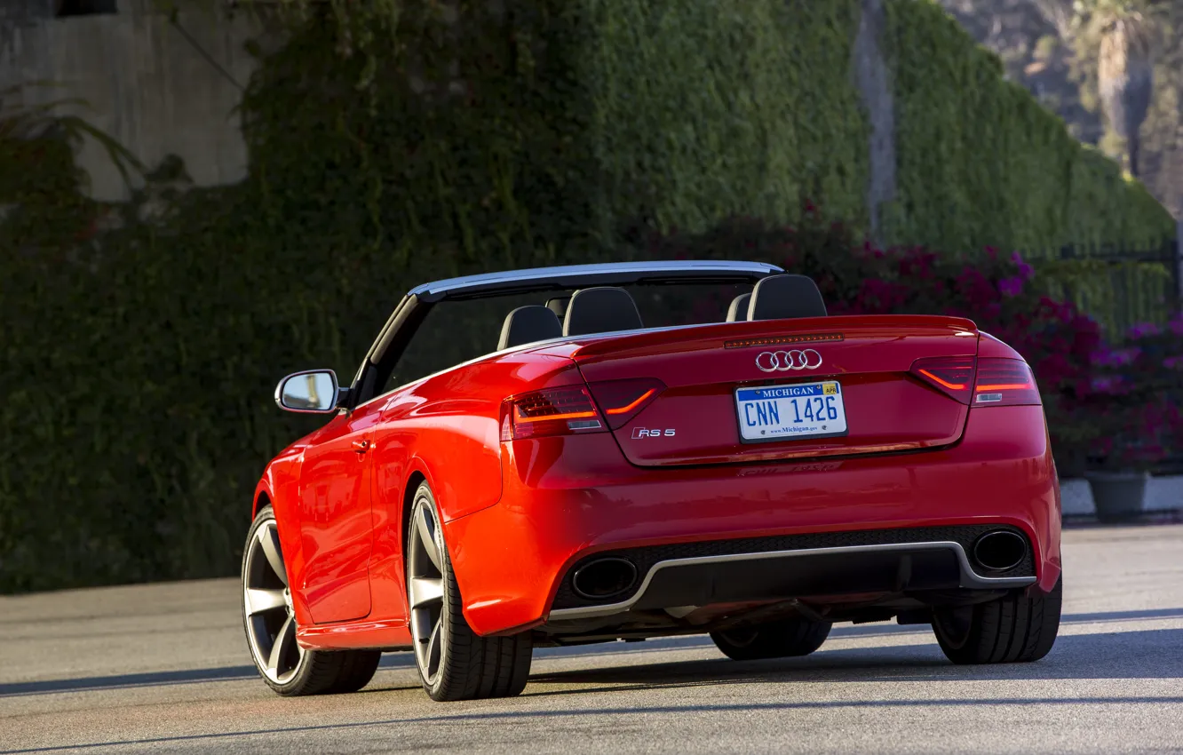 Photo wallpaper red, Audi, Audi, red, convertible, RS5, cabriolet