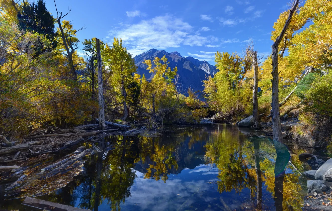 Photo wallpaper Convict Lake, reflections, Eastern Sierra, fall colors