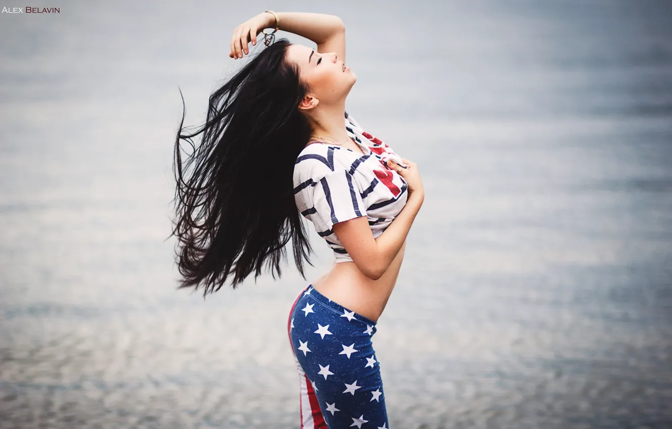 Photo wallpaper pose, background, model, portrait, makeup, Mike, figure, brunette