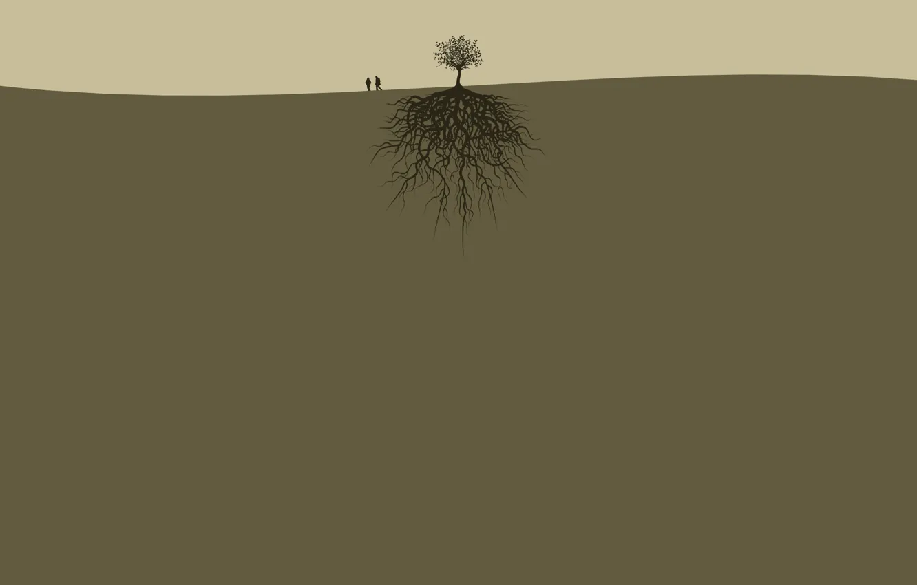 Photo wallpaper trees, roots, earth, people, pair, two