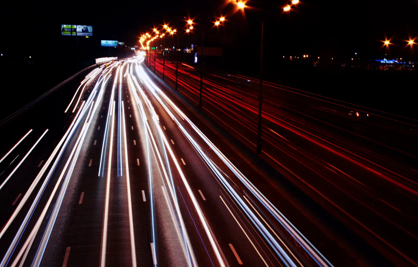 Photo wallpaper road, the city, lights, night city, night road