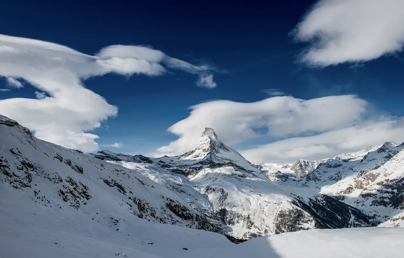 Photo wallpaper winter, snow, mountains, Switzerland