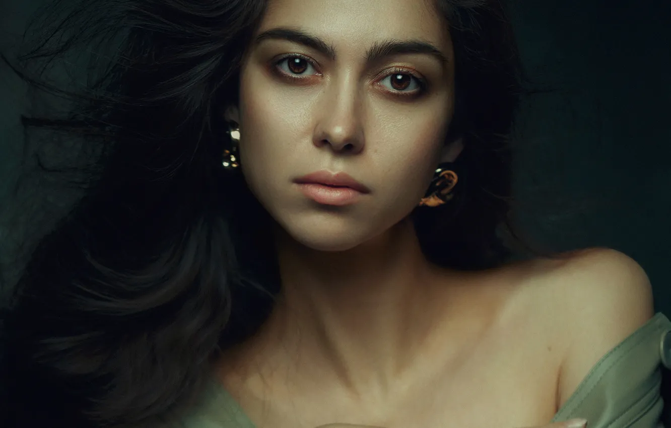 Photo wallpaper look, pose, background, model, portrait, hands, makeup, Alina