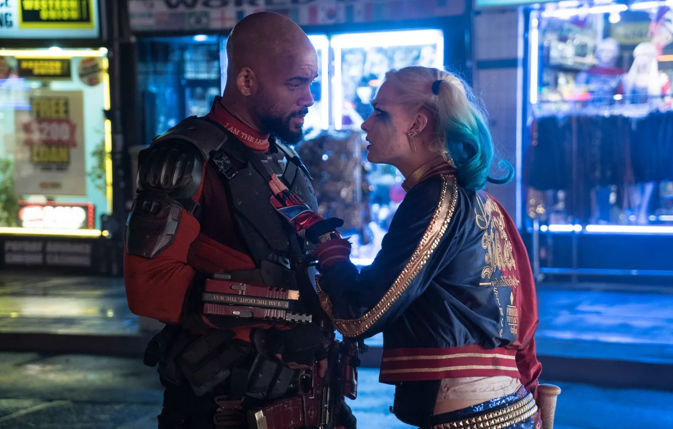 Photo wallpaper Will Smith, Harley Quinn, Will Smith, Harley Quinn, Margot Robbie, Margot Robbie, Suicide Squad, Suicide …