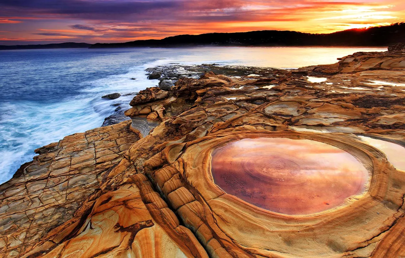 Photo wallpaper sea, landscape, shore, Australia, Nova Gales do Sul, Parque Bouddi, Praia de Putty