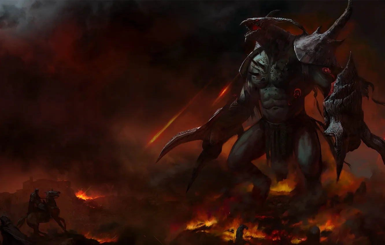 Photo wallpaper lights, horse, monster, rider, Disciples 3, giant, Resurrection