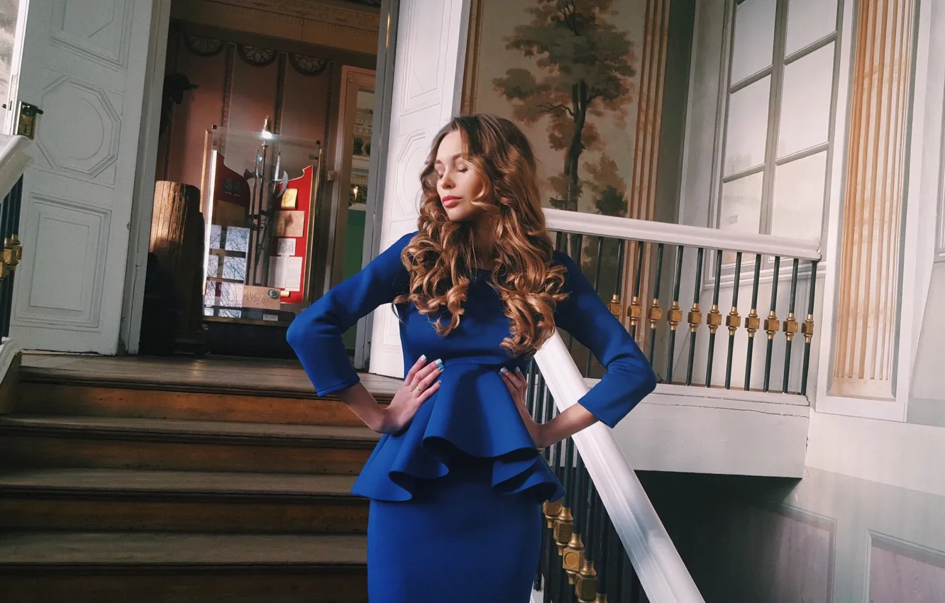 Photo wallpaper girl, dress, steps, girl, woman, Lilia Ermak, Lilia Ermak