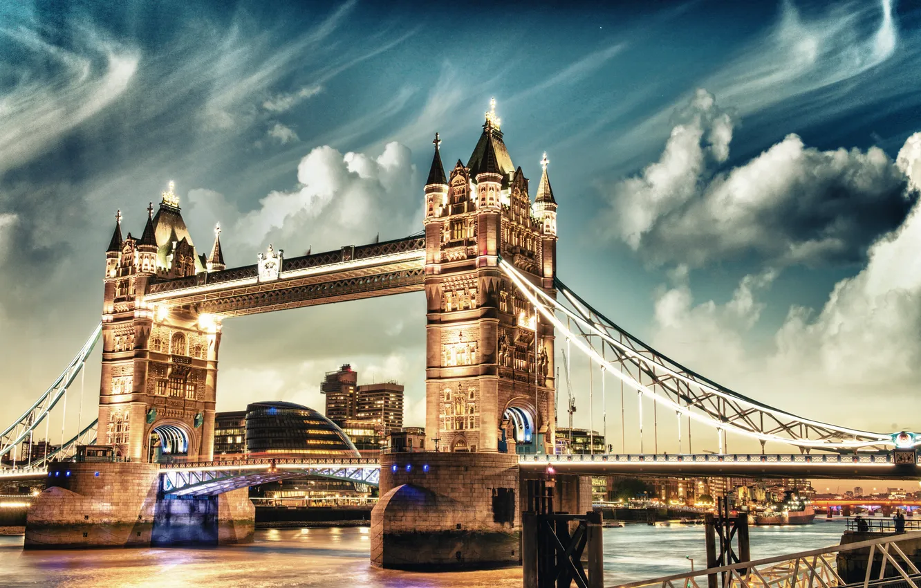 Photo wallpaper Tower Bridge, London, England, Thames River