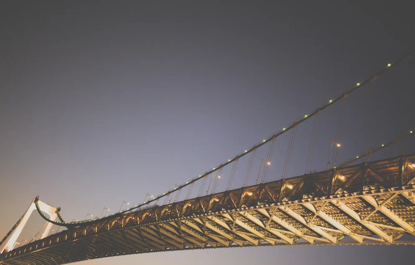 Photo wallpaper night, bridge, lights