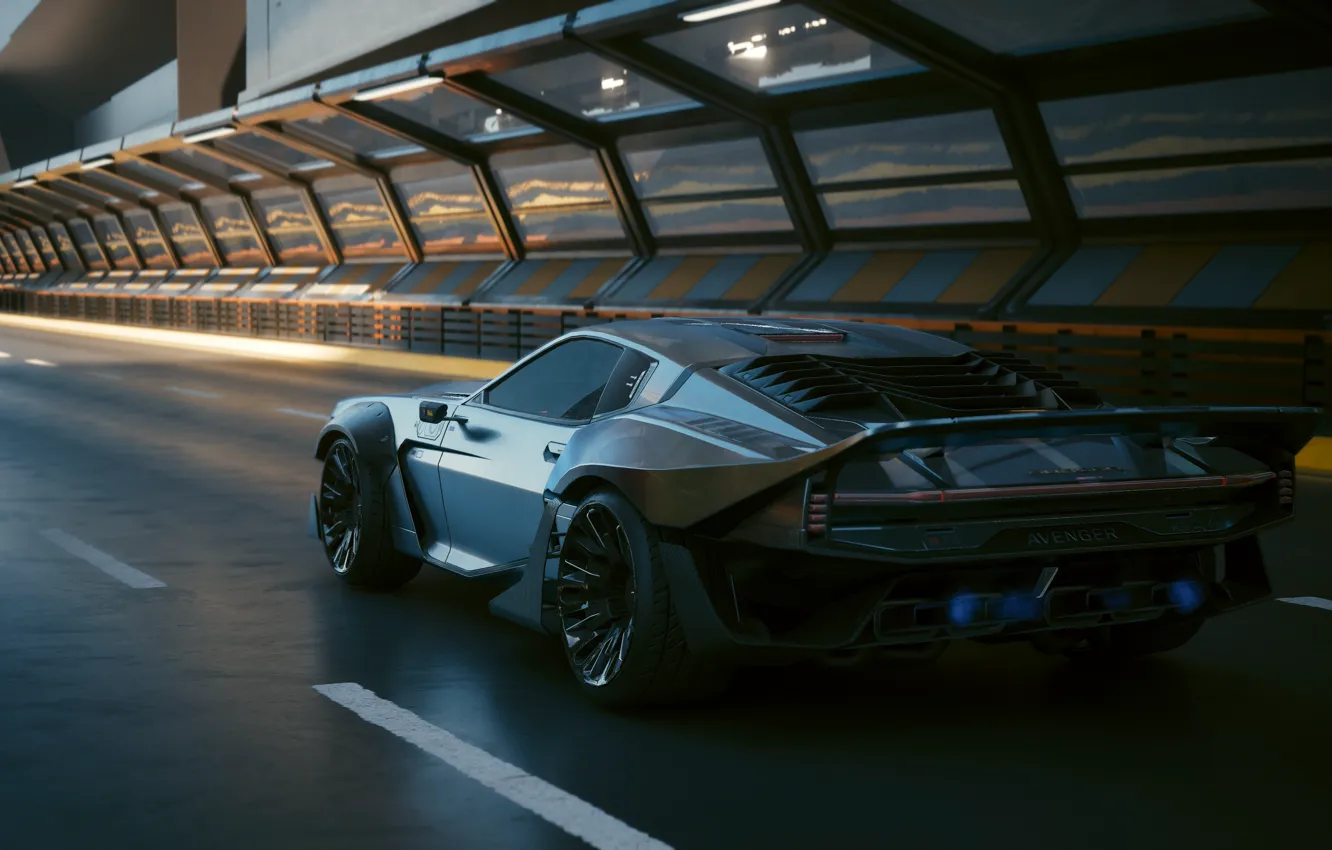 Photo wallpaper car, night city, Cyberpunk 2077, Quadra Type-66 Avenger