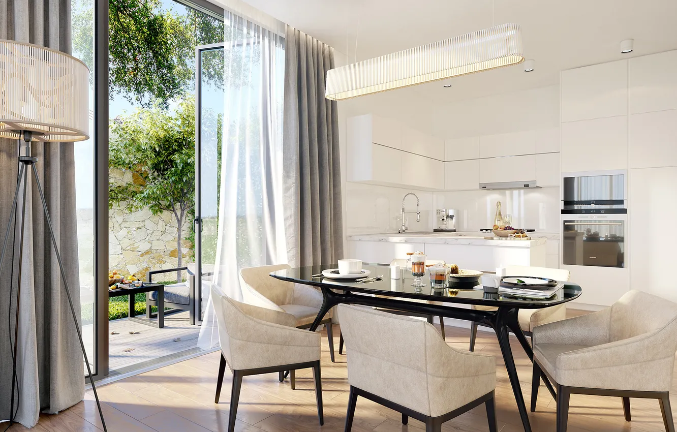 Photo wallpaper design, style, interior, kitchen, terrace, dining room