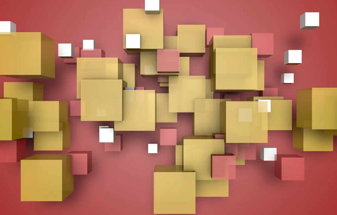 Photo wallpaper white, yellow, abstraction, squares, pink, material