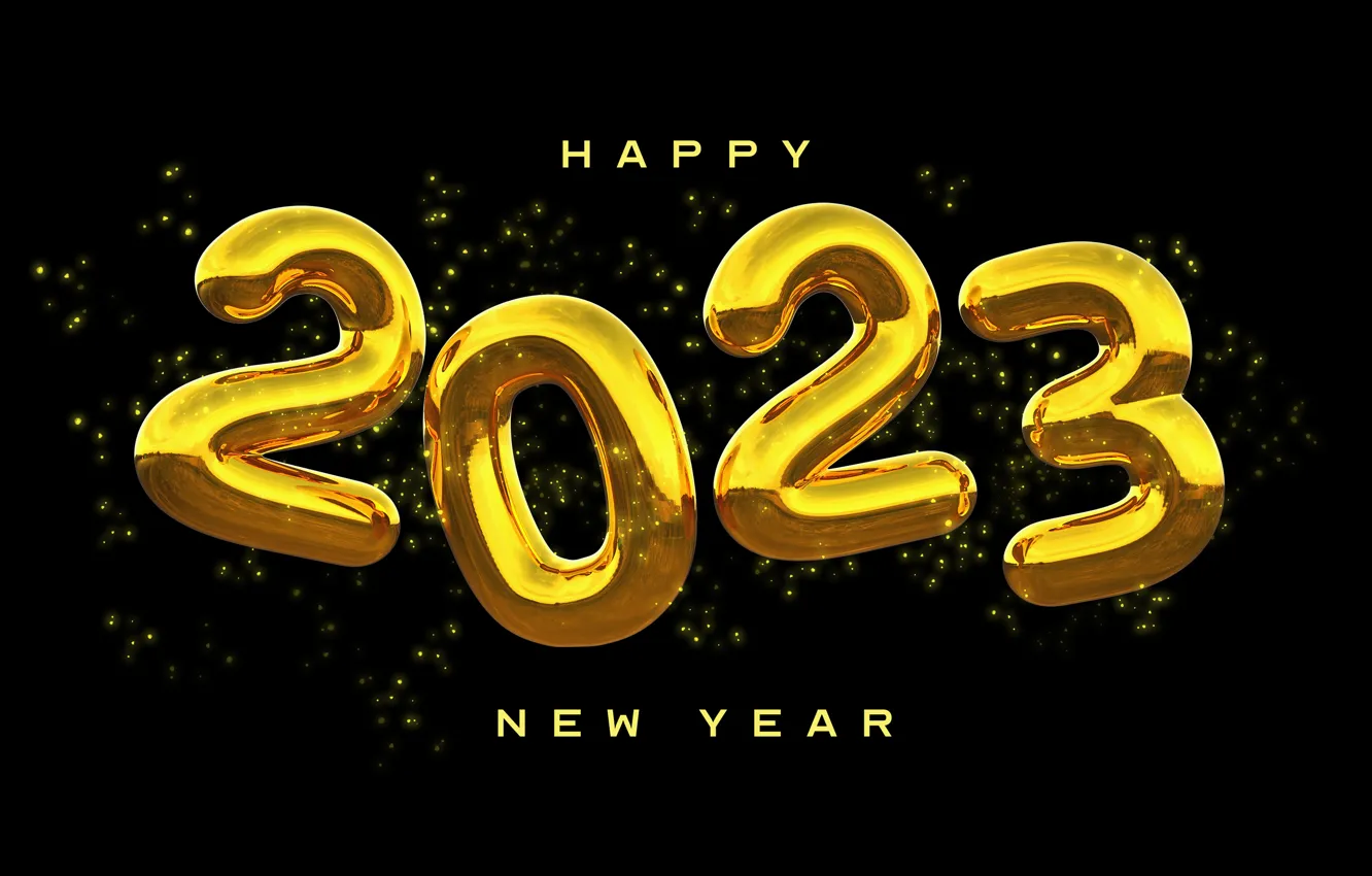 Photo wallpaper the inscription, Shine, new year, sequins, figures, black background, date, inflatable