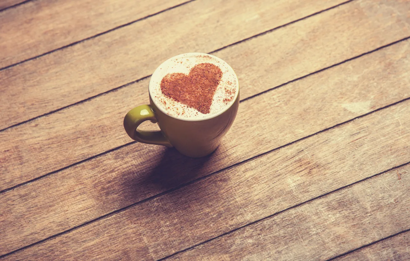 Photo wallpaper heart, coffee, Table, mug