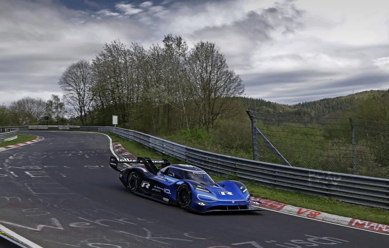 Photo wallpaper blue, Volkswagen, prototype, prototype, tests, The Nürburgring, Nordschleife, 2019
