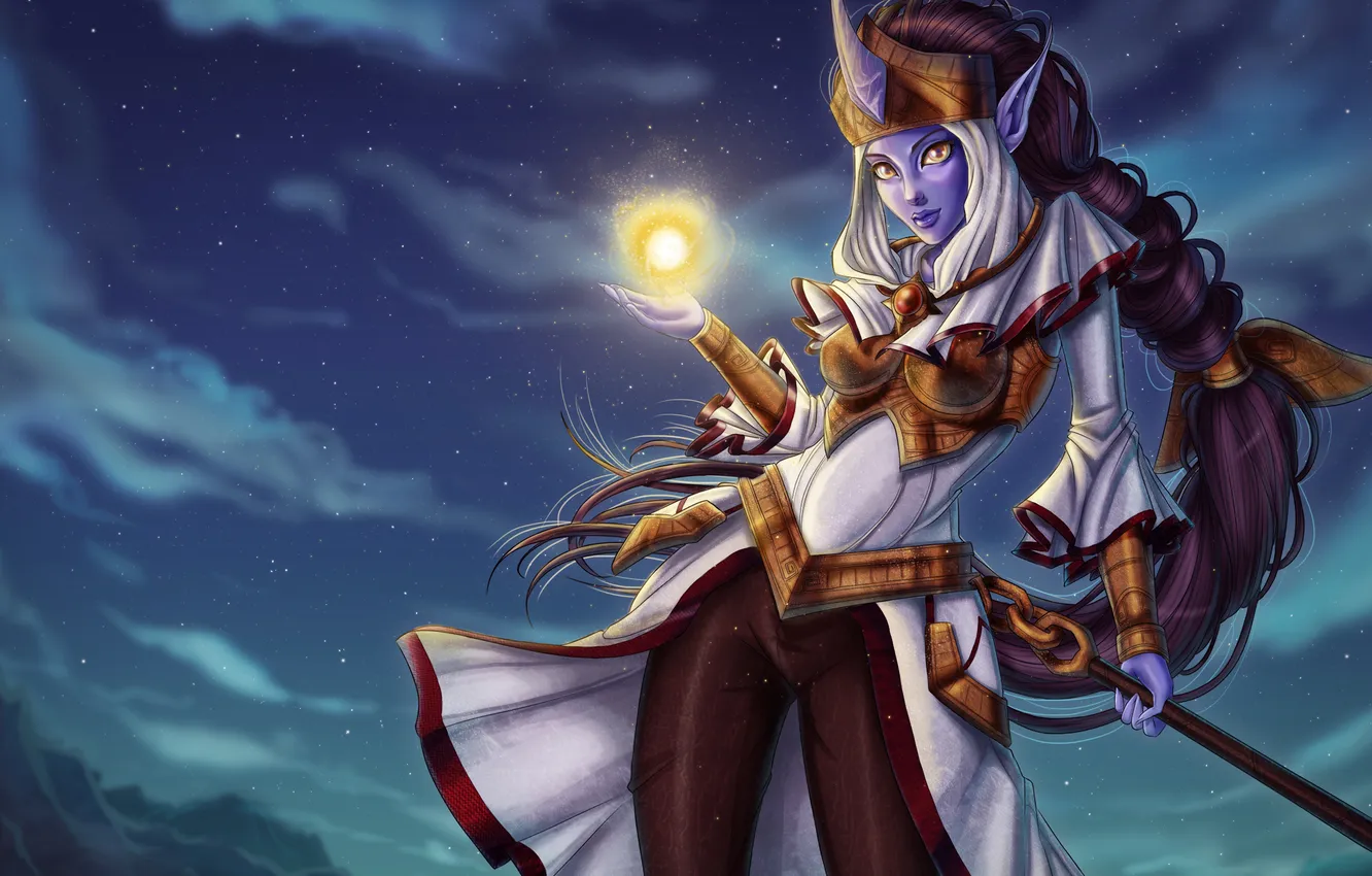 Photo wallpaper girl, night, magic, art, League of Legends, Celestine Soraka