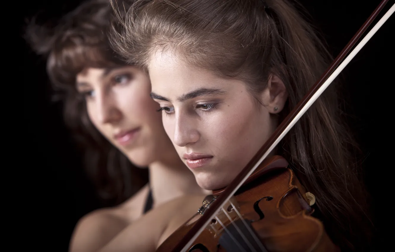 Photo wallpaper girl, violin, orchestra