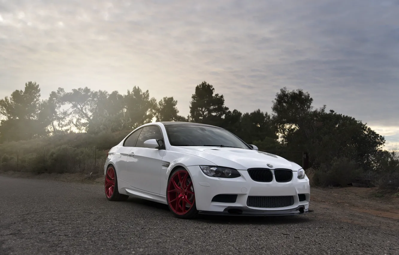 Photo wallpaper BMW, Red, E92, Wheels, M3