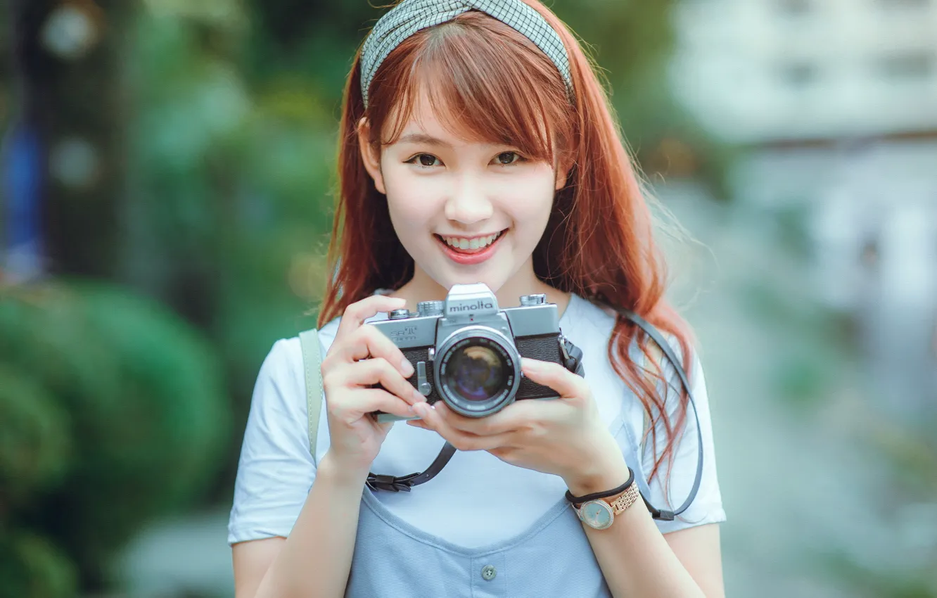 Photo wallpaper girl, smile, Asian