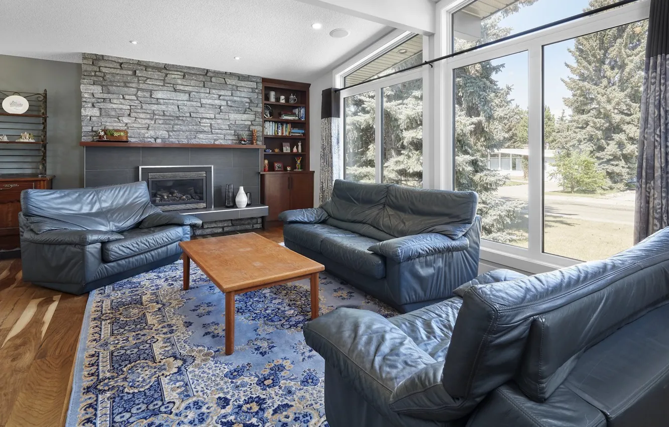 Photo wallpaper interior, fireplace, living room, home in Edmonton