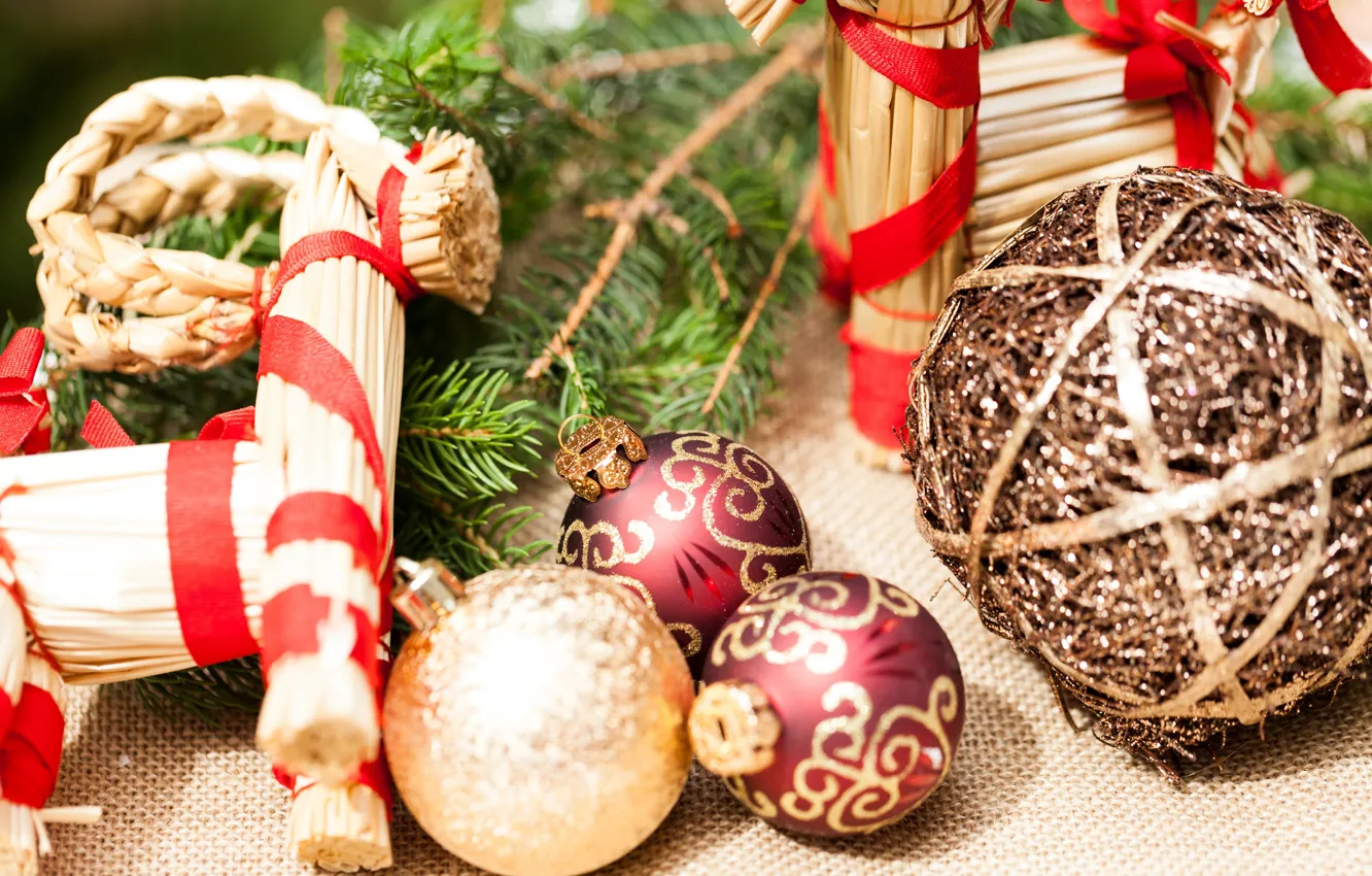 Photo wallpaper holiday, balls, toy, new year, decor