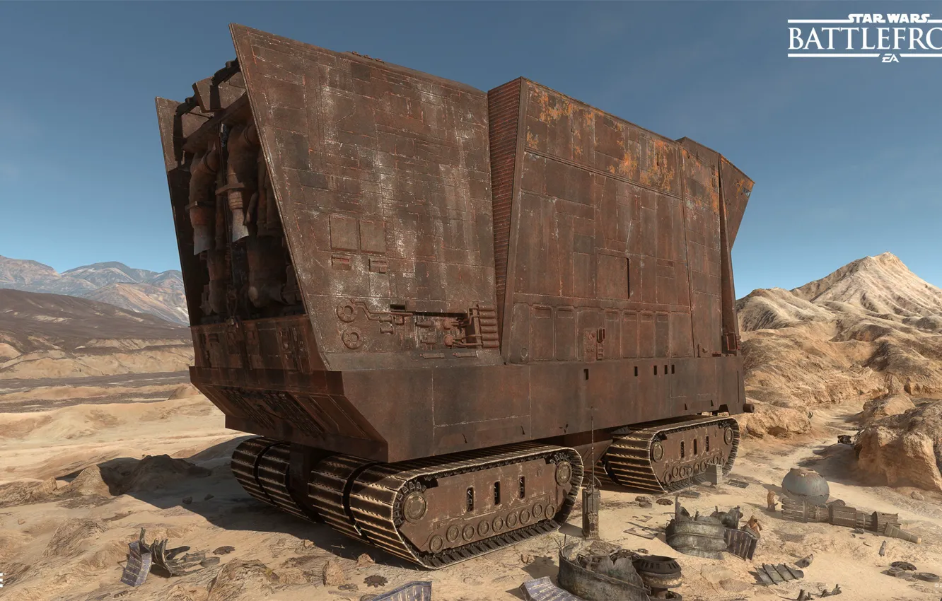 Photo wallpaper machine, mountains, transport, desert, star wars battlefront