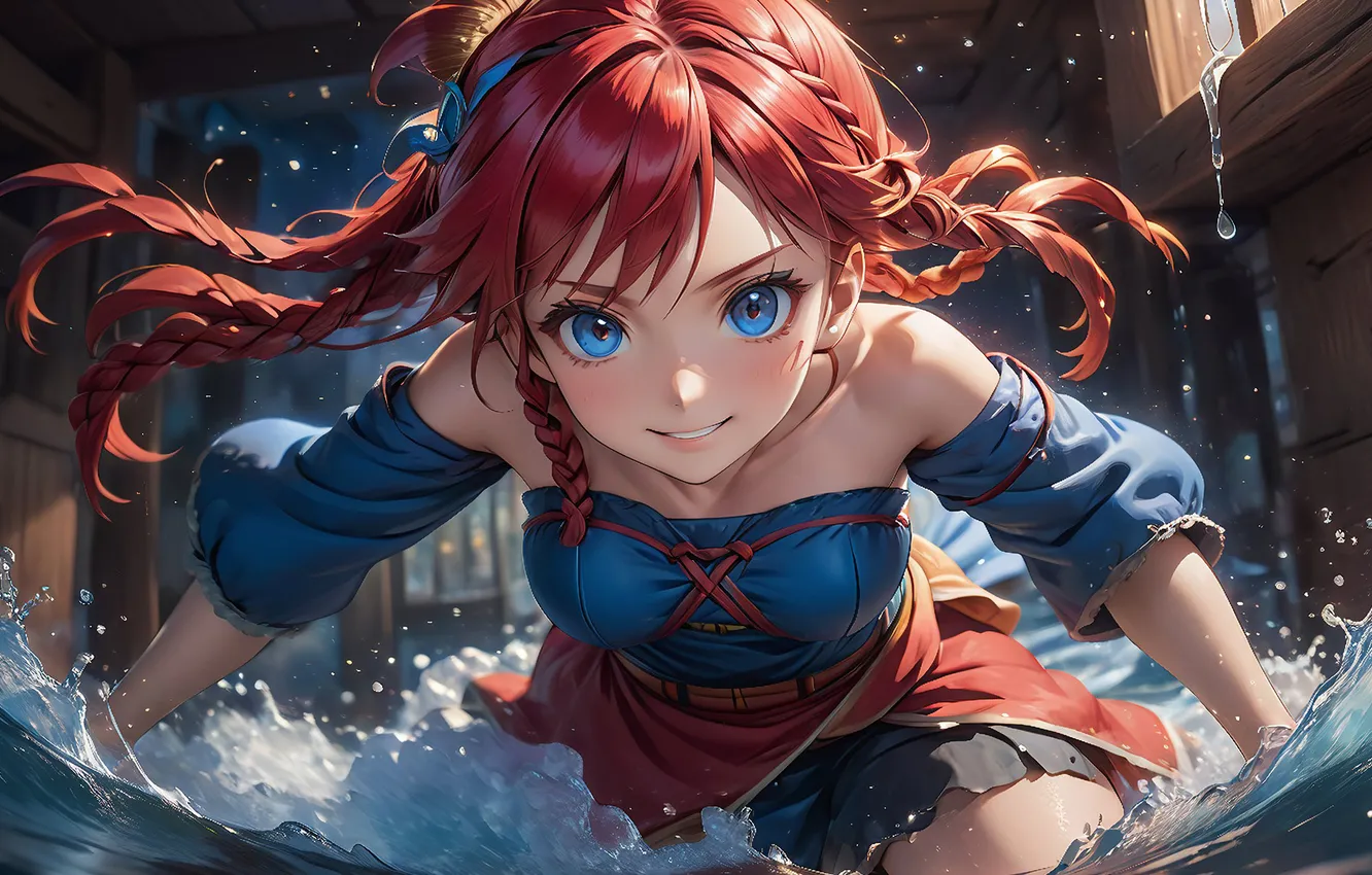 Photo wallpaper look, foam, water, girl, anime