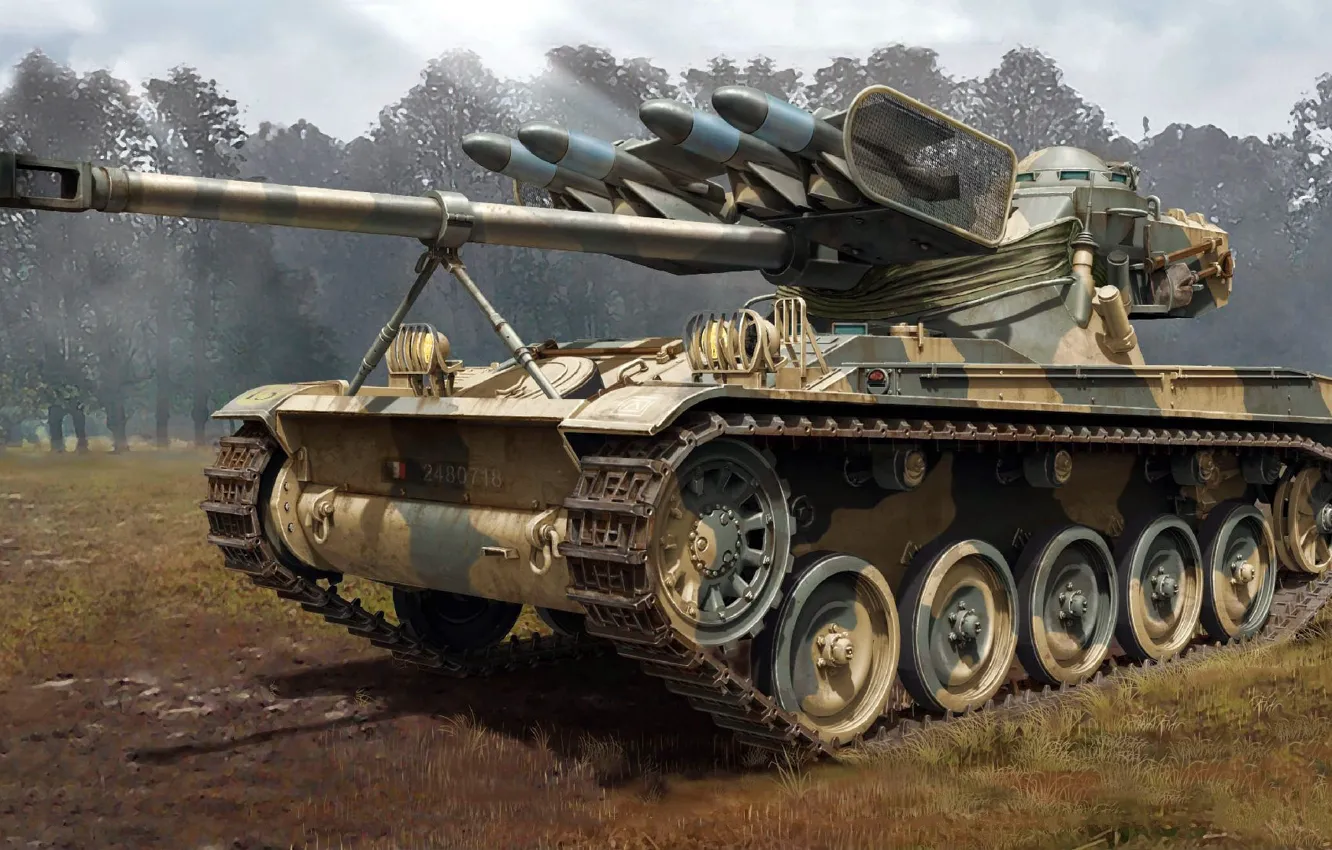 Photo wallpaper figure, ATGM, AMX-13, ATGM, French light tank, SS-11