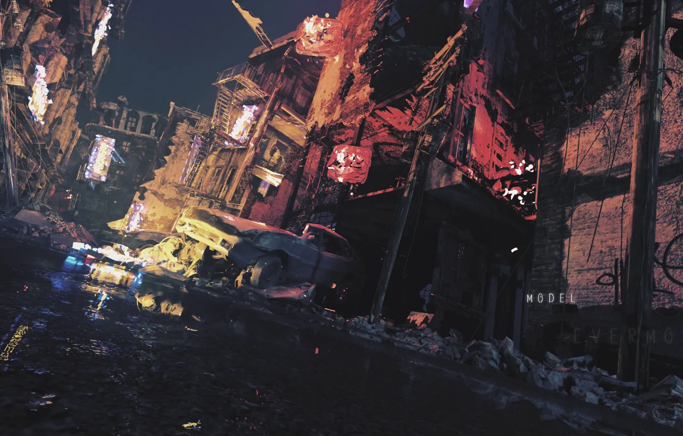 Photo wallpaper auto, the city, abandoned, by K&P