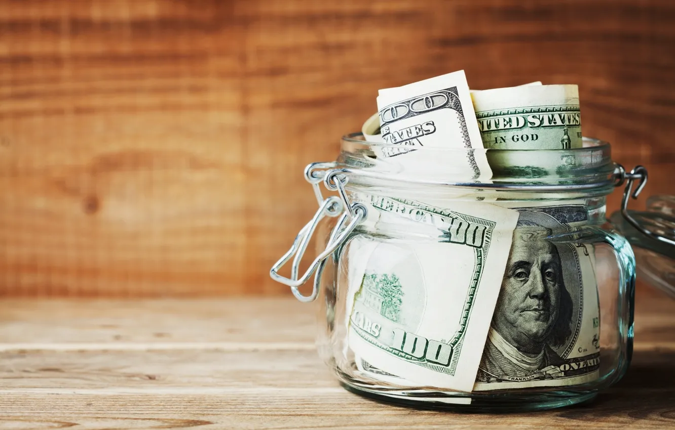 Photo wallpaper money, jar, savings