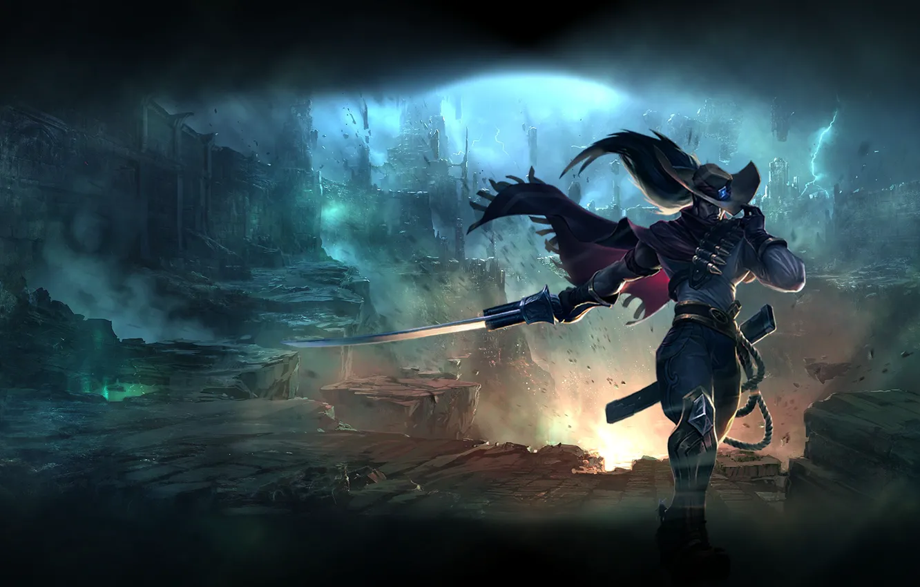 Photo wallpaper sword, hat, male, League of Legends, League Of Legends, Yasuo
