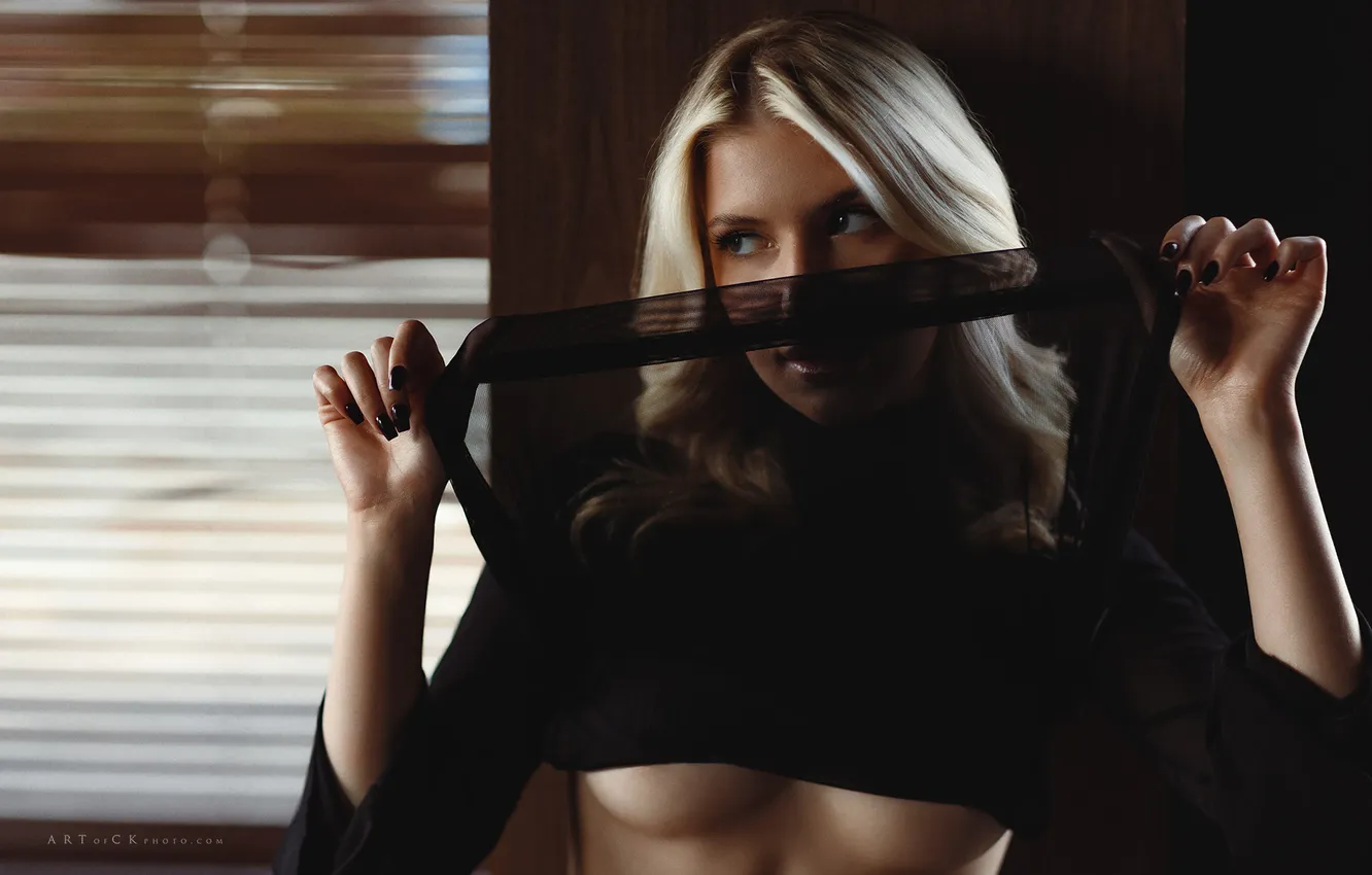 Photo wallpaper pose, hands, girl, chest, blonde, Stepan Kvardakov, Polina Makarova