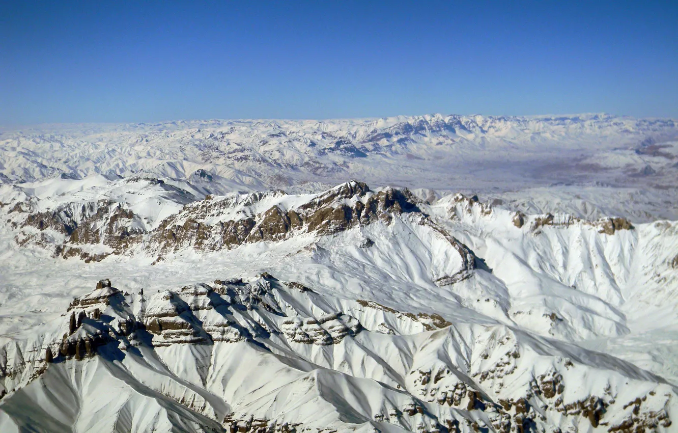 Photo wallpaper snow, mountains, Asia, Afghanistan, snow-capped mountains, the tops of the mountains