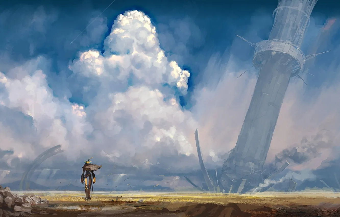 Photo wallpaper clouds, art, alien