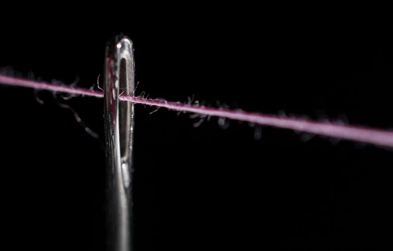 Photo wallpaper macro, needles, thread