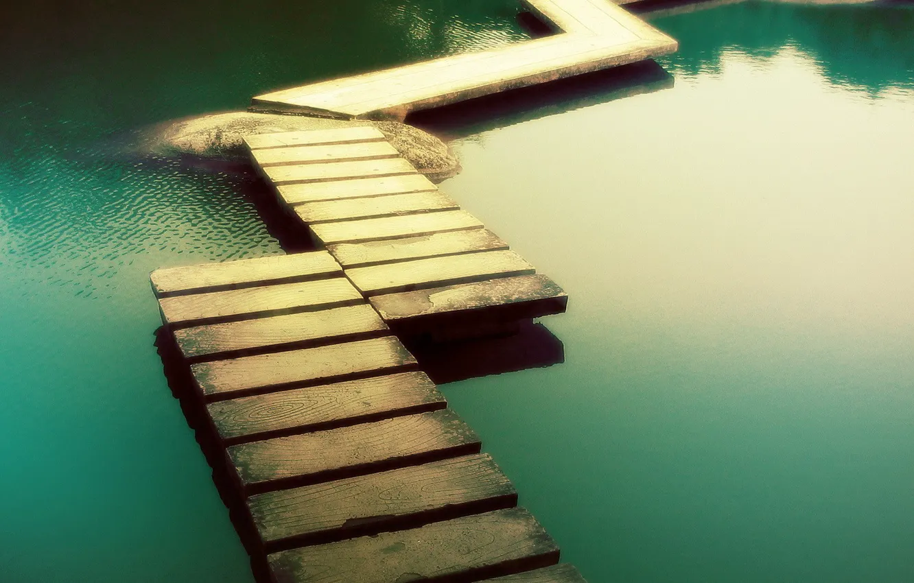 Photo wallpaper water, green, trail, track