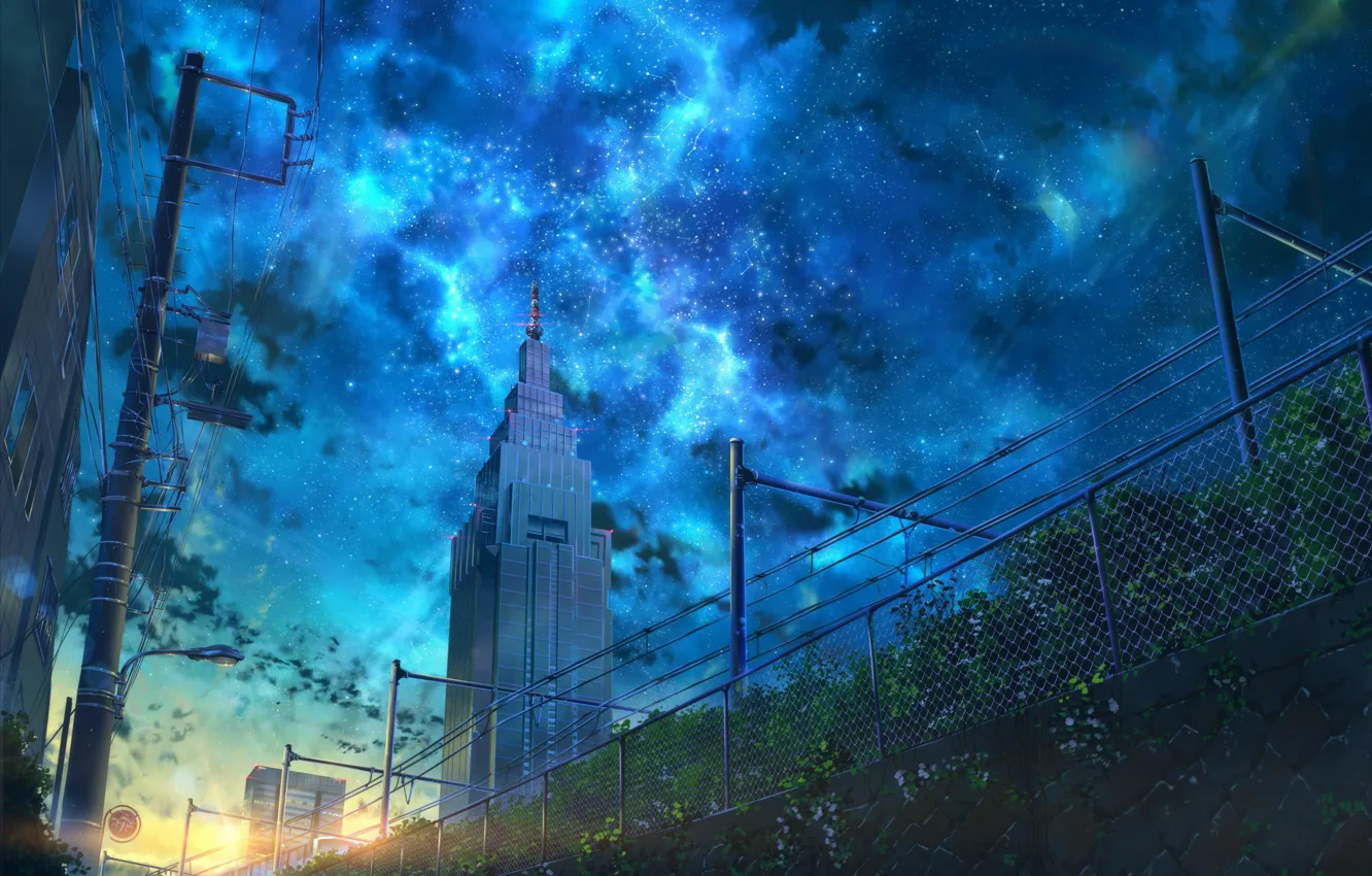 Photo wallpaper the sky, city, the city, figure, building, Japan, art, Japan