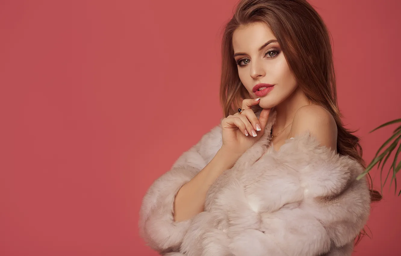 Photo wallpaper look, pose, background, model, hand, portrait, makeup, hairstyle