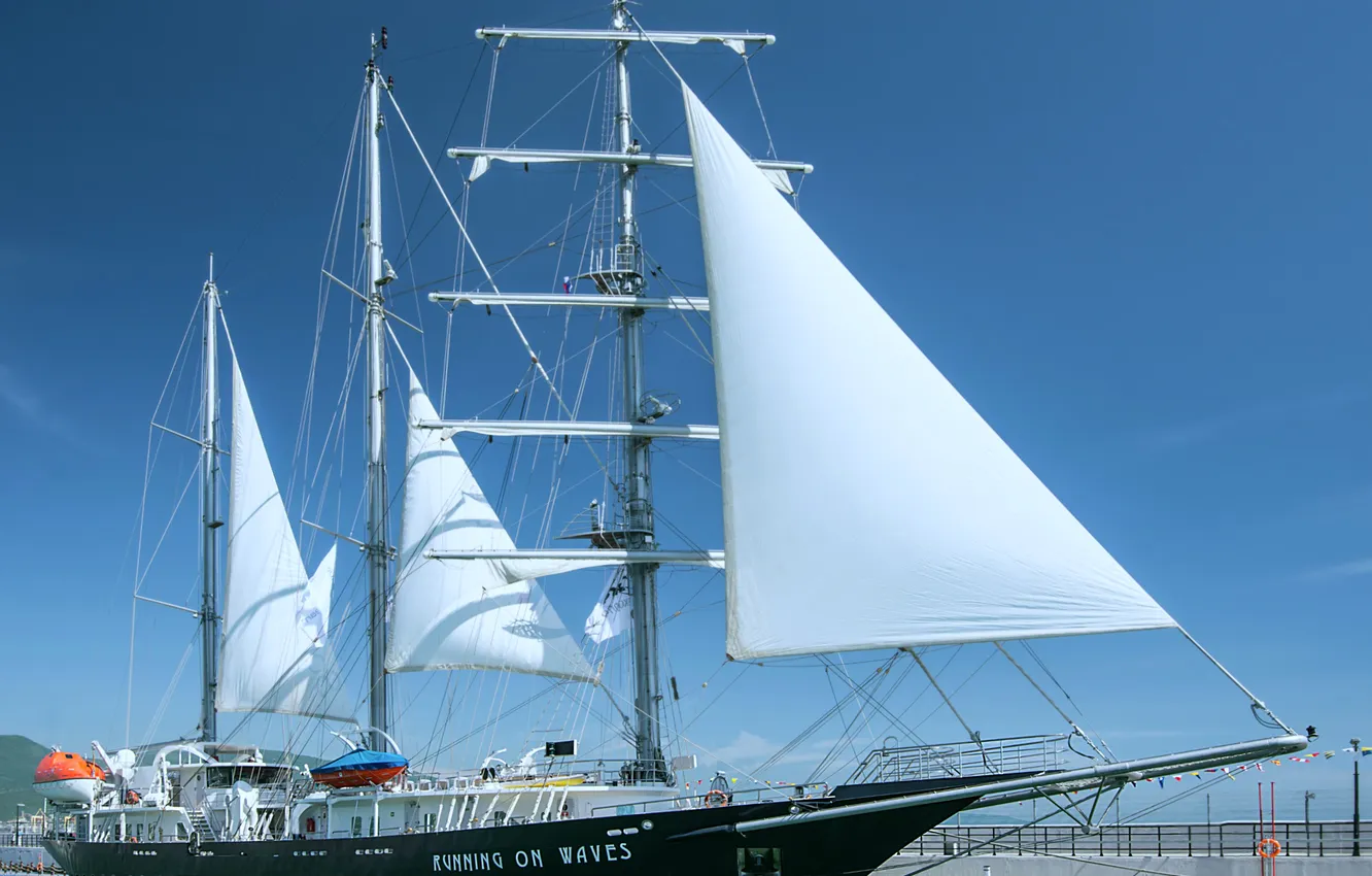 Photo wallpaper sailboat, Greece, Running On Waves