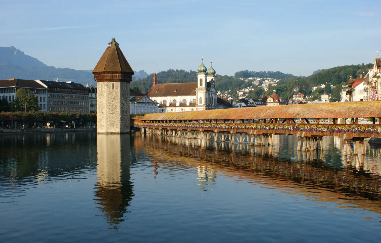 Photo wallpaper tower, Switzerland, Lucerne