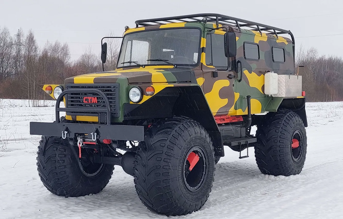 Photo wallpaper machine, snow, rain, Rover