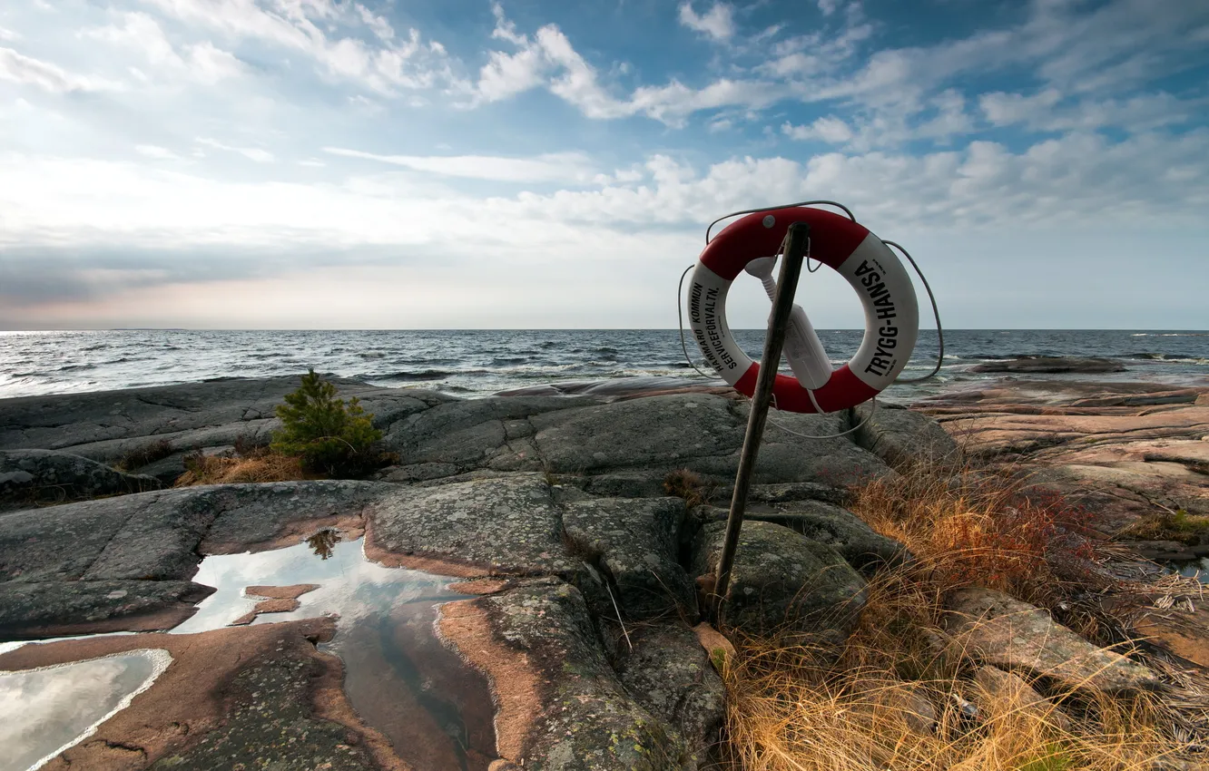 Photo wallpaper sea, the sky, circles, landscape