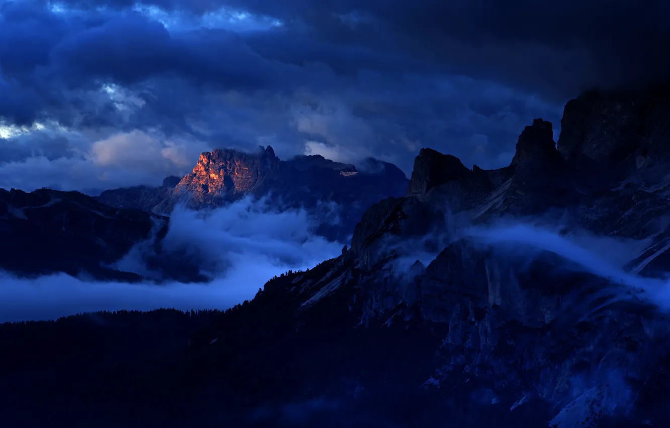 Photo wallpaper light, mountains, rocks, morning, Italy, peak, The Dolomites
