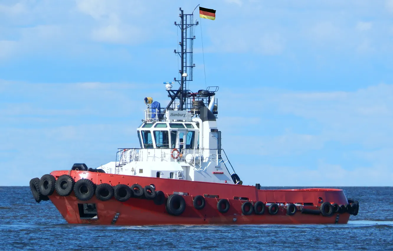 Photo wallpaper tug, sea, worker