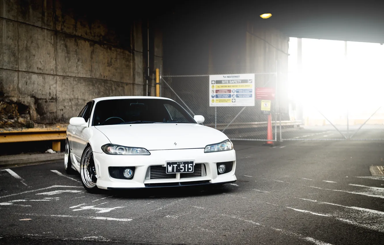 Photo wallpaper S15, Silvia, Nissan, white, tuning, front