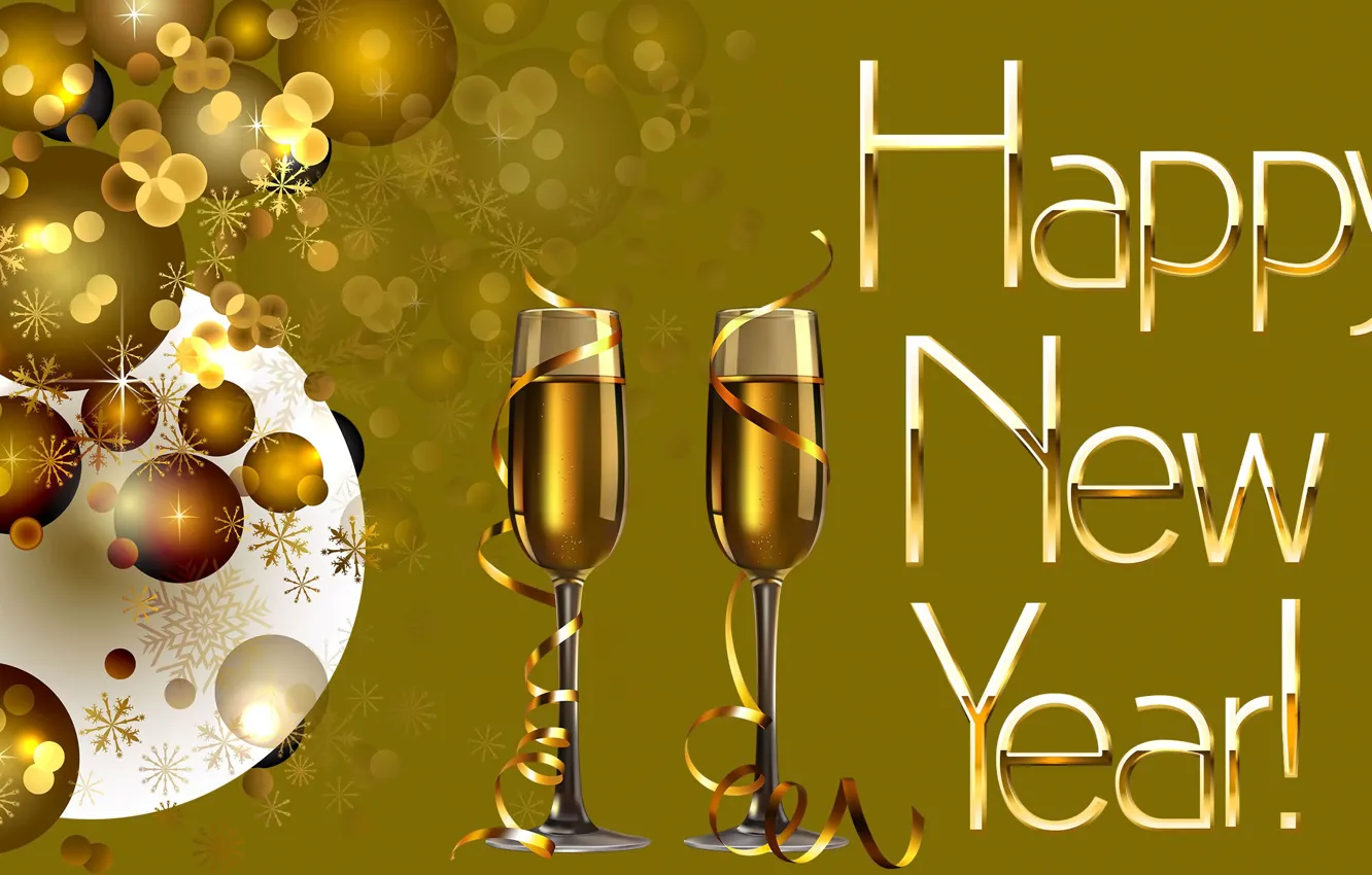 Photo wallpaper Graphics, New Year, New Year ' s Eve, Glasses