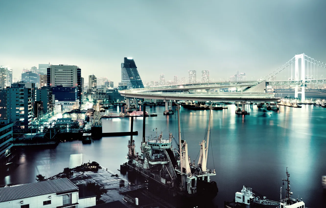 Photo wallpaper Japan, Tokyo, Tokyo, Rainbow Bridge, Rainbow bridge