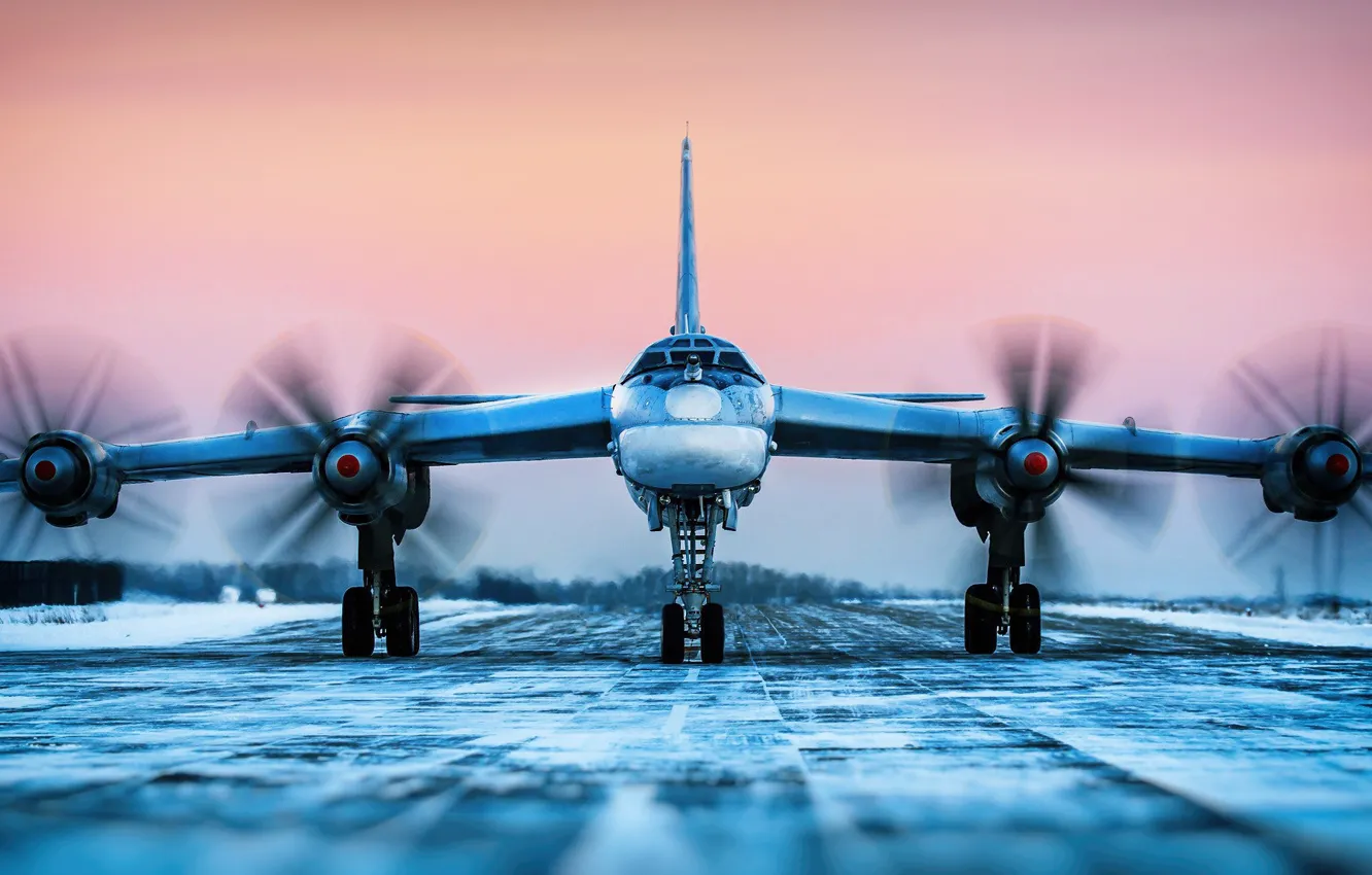Photo wallpaper winter, aviation, engine, bear, USSR, Russia, bomber, the plane