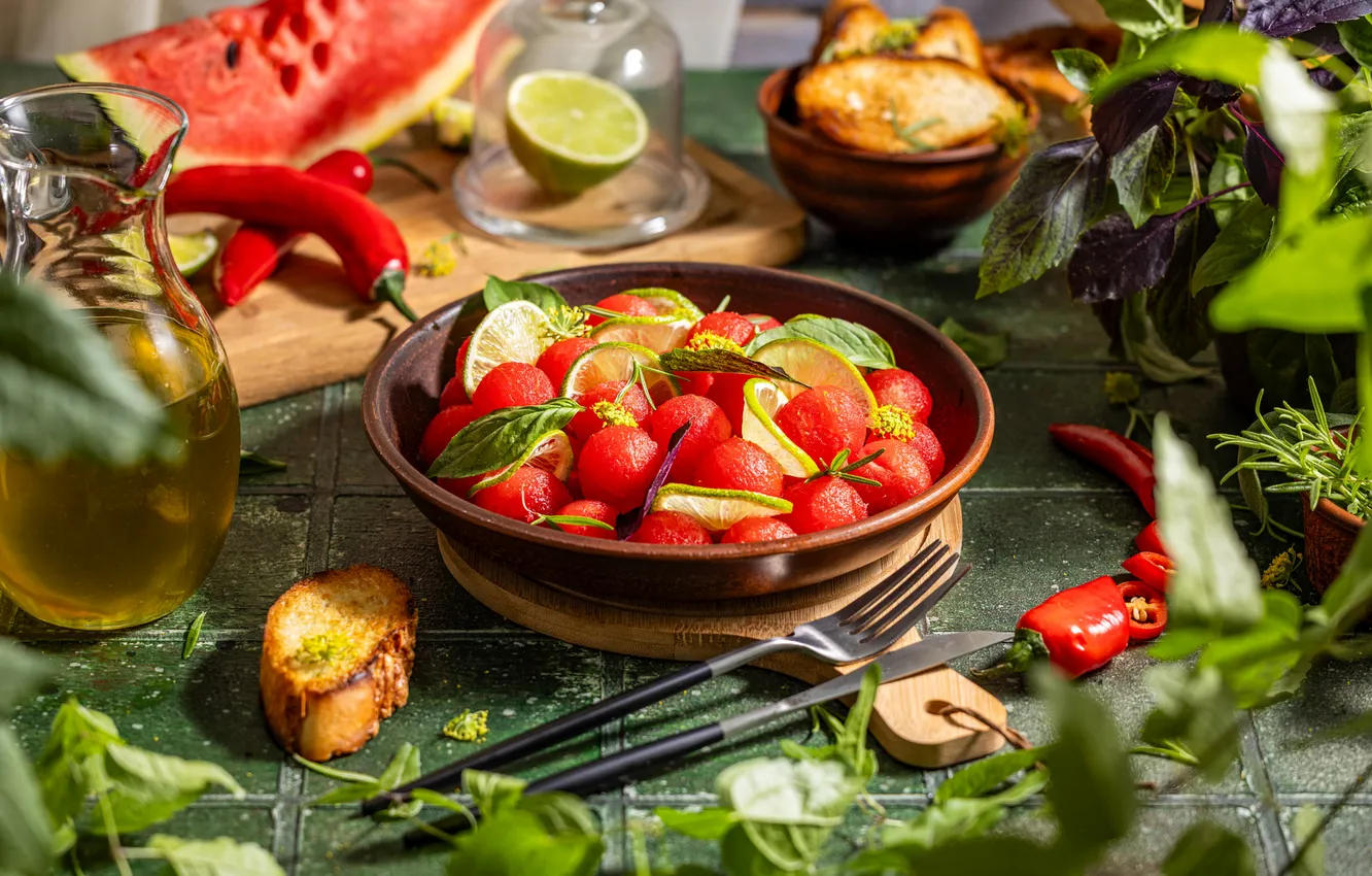 Photo wallpaper balls, watermelon, dessert
